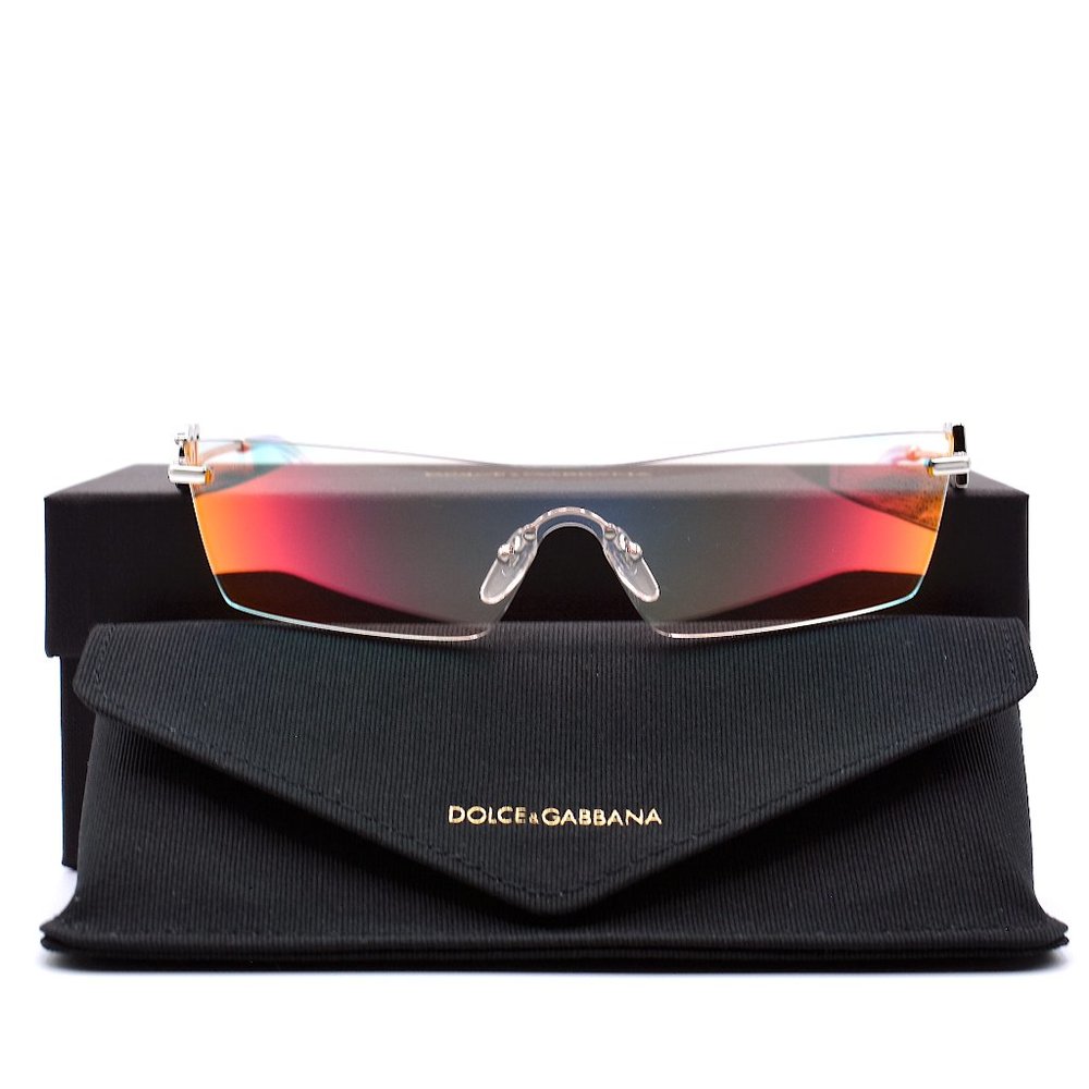 NEW DOLCE & GABBANA DG2292 IRIDESCENT RIMLESS SHIELD AUTHENTIC SUNGLASSES - Picture 12 of 15